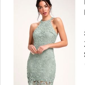 Lulu’s Love Poem Sage Green Lace Dress